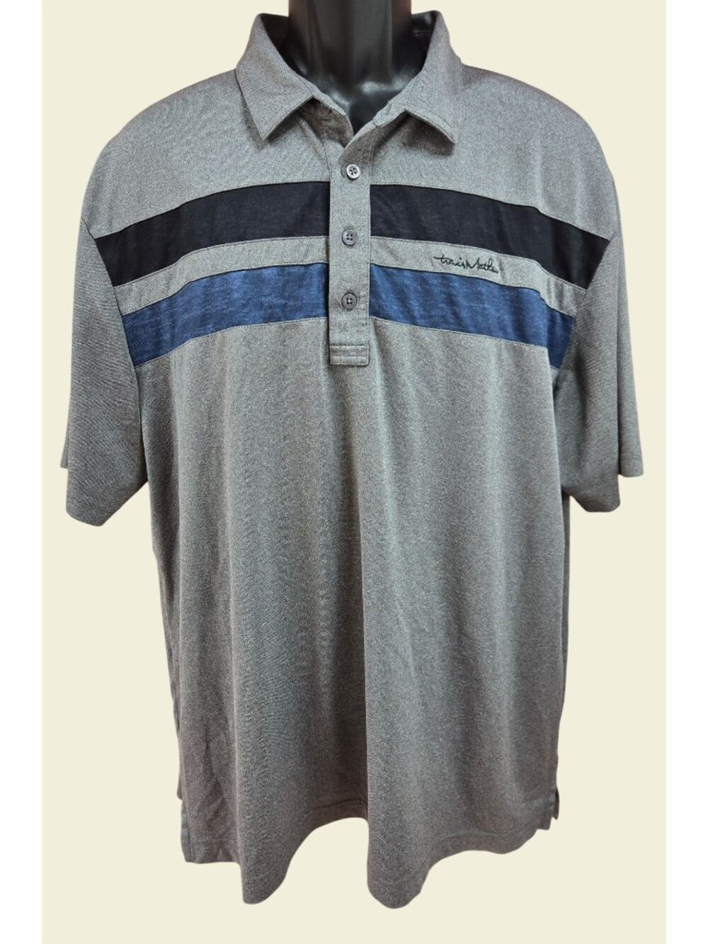 Travis Mathew Mens Gray Colorblock Gray Polo Size XXL
